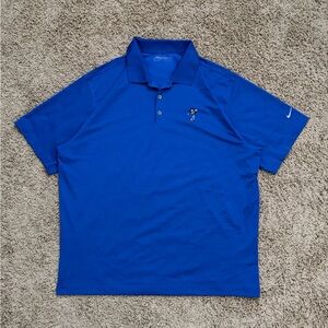 Nike Golf Mickey Mouse Polo Shirt Mens 2XL Blue Walt Disney World Dri Fit RARE